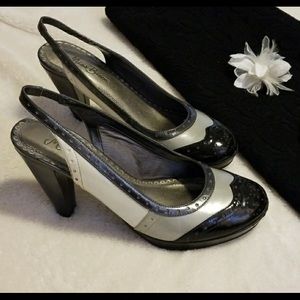 Vintage look slingback heels.